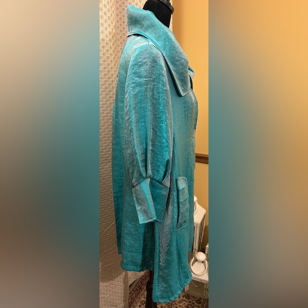Damee, Inc Swing Jacket Chic Turquoise Mint Collared - Picture 9 of 13